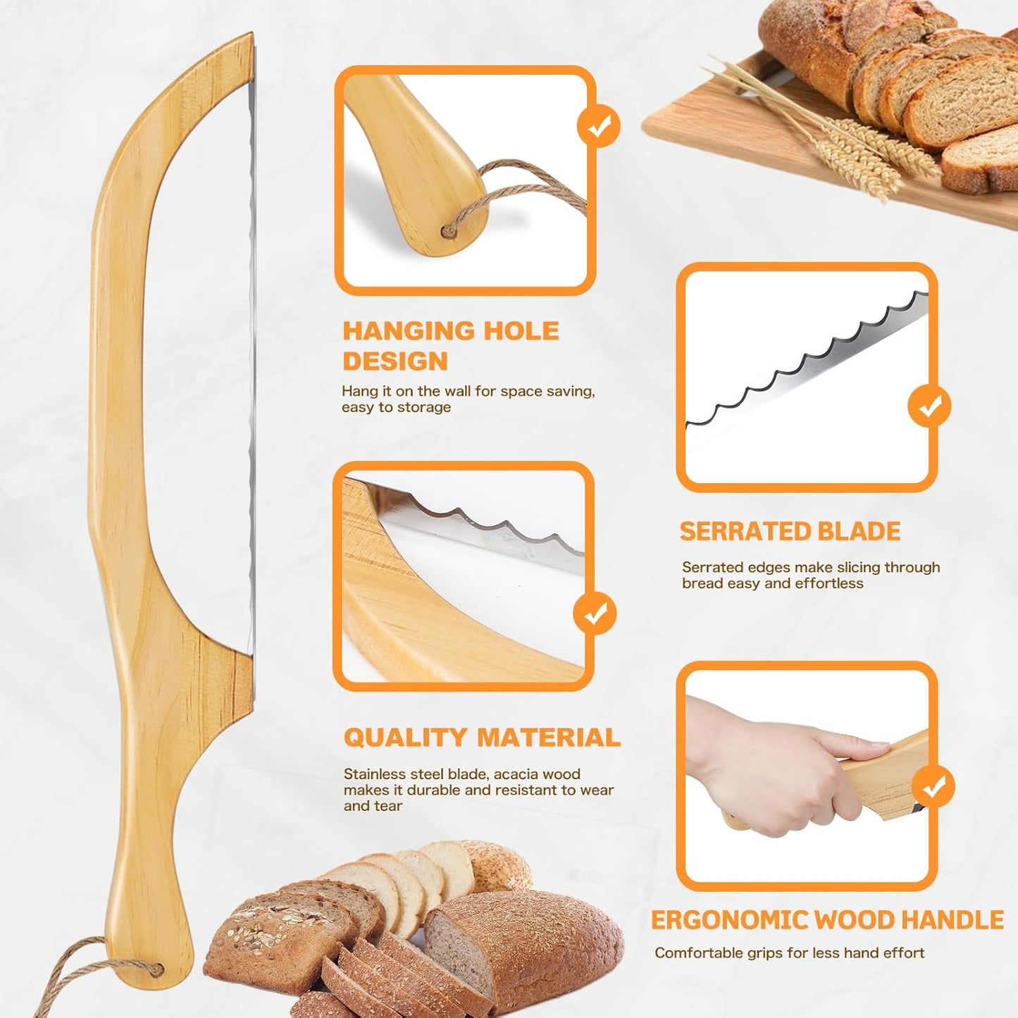 Breadly™ Wooden Bread Bow Knife - Perfect for Precise Bread Cutting